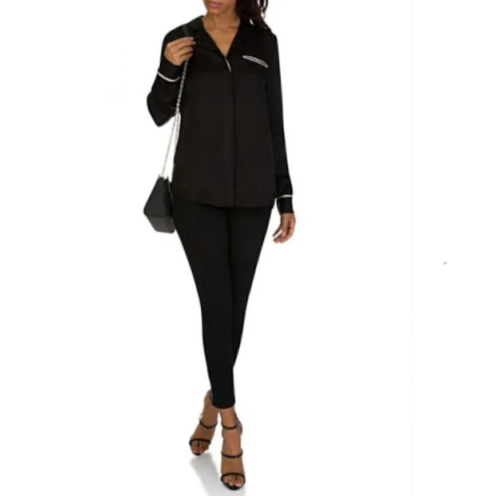 J Brand Button Down Pajama Shirt Black size XS MINT